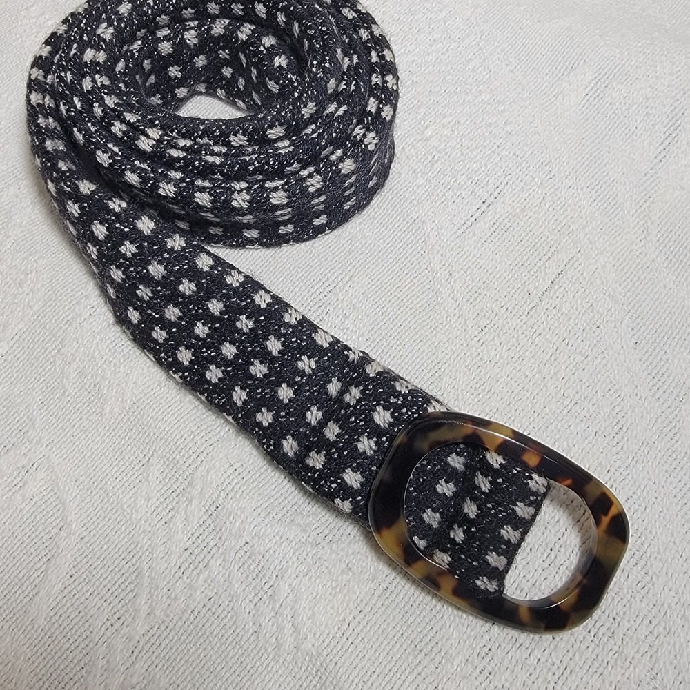 J. Crew NEW NWT‎ 100% Wool Black And White Check Belt Size M/L